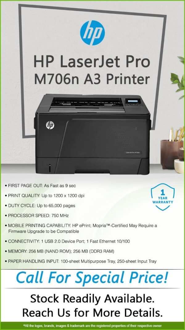 HP Laserjet Pro M706n A3 Printer