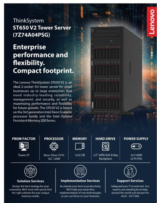 Lenovo ThinkSystem ST650 V2 Tower Server